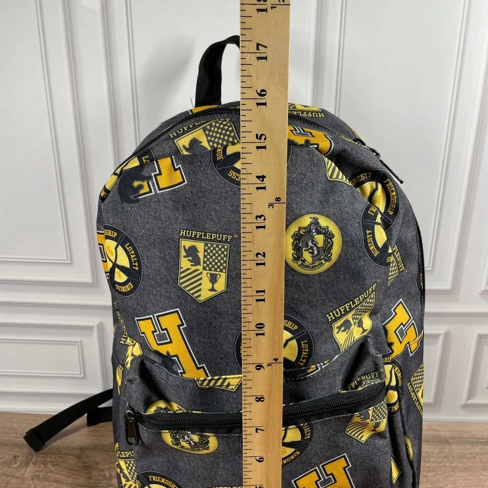 Harry Potter Hufflepuff Backpack Gray Yellow School Travel Laptop Bookbag Bag